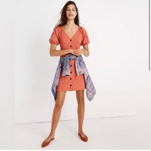 Texture & Thread Puff-Sleeve Dress Sweet Dahlia Color Medium